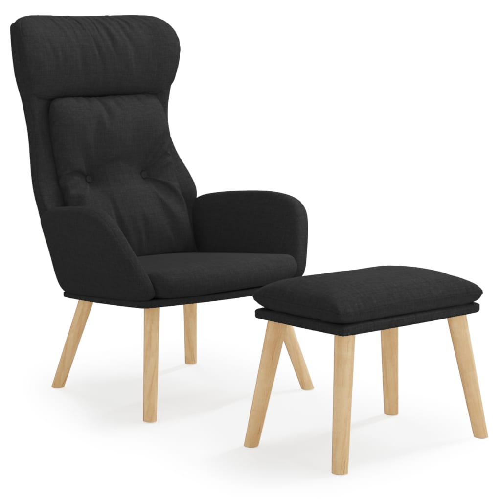 Relaxstoel met voetenbank stof zwart