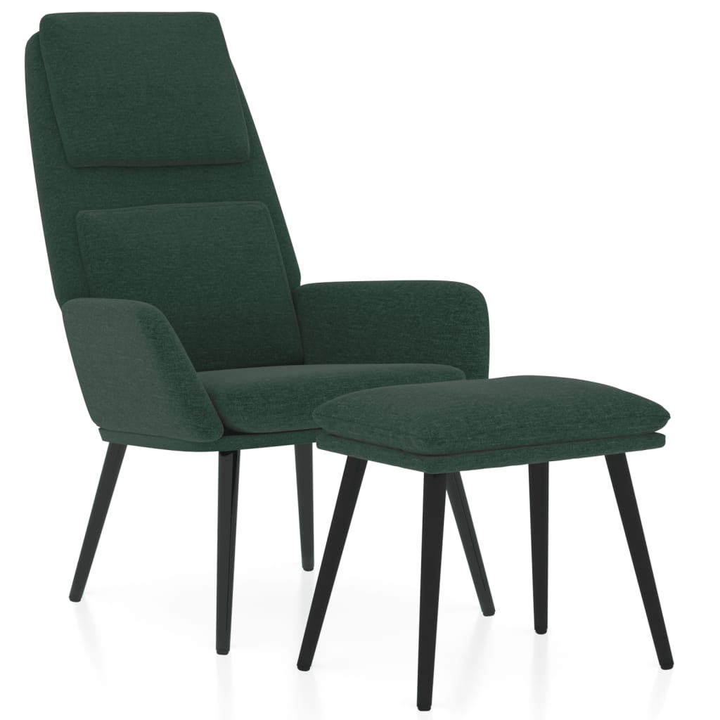Relaxstoel met voetenbank stof donkergroen