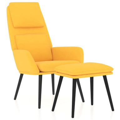 Relaxstoel met voetenbank stof mosterdgeel