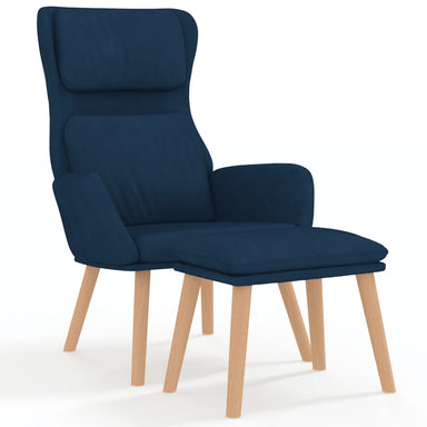 Relaxstoel met voetenbank fluweel blauw