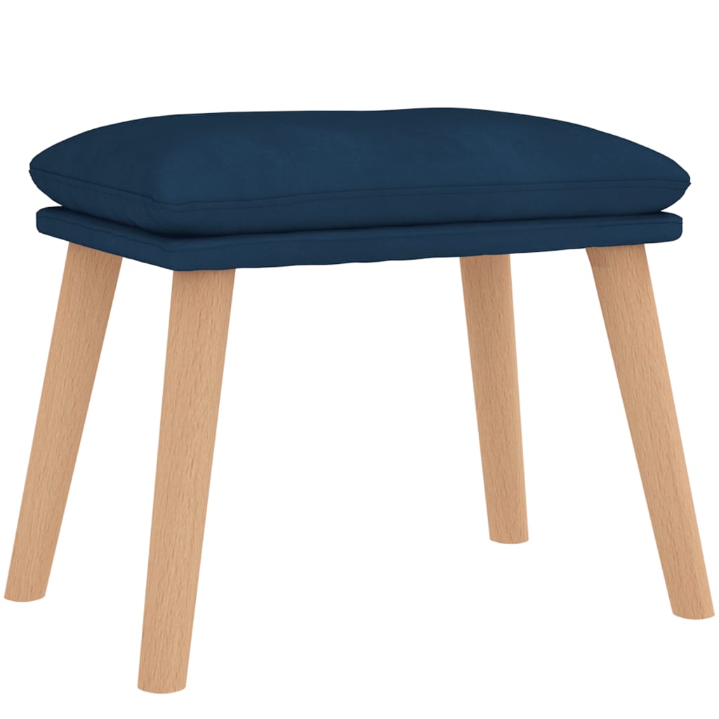 Relaxstoel met voetenbank fluweel blauw