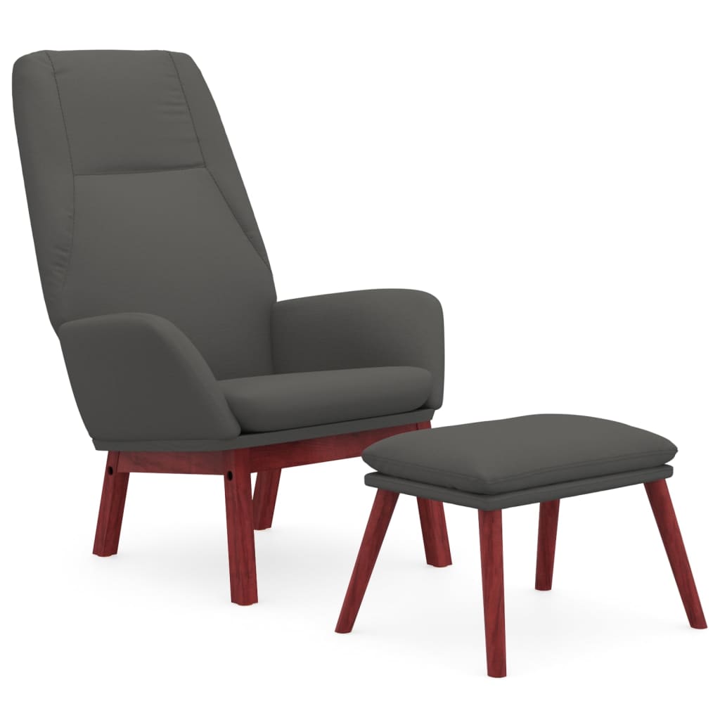 Relaxstoel met voetenbank stof donkergrijs