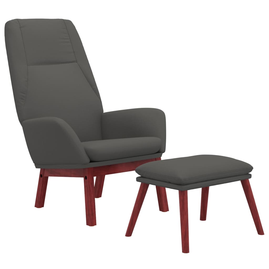 Relaxstoel met voetenbank stof donkergrijs
