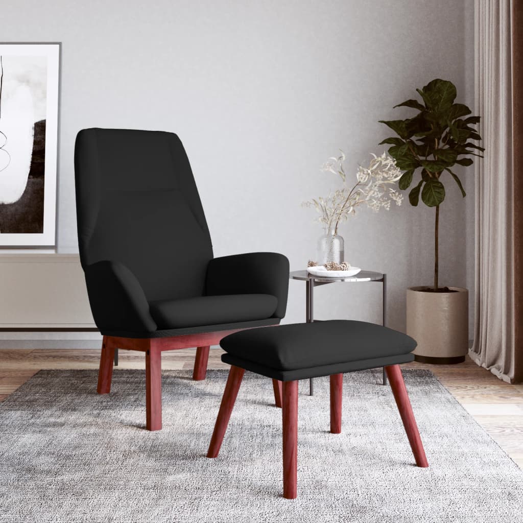 Relaxstoel met voetenbank stof zwart