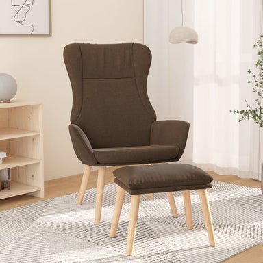 Relaxstoel met voetenbank stof bruin