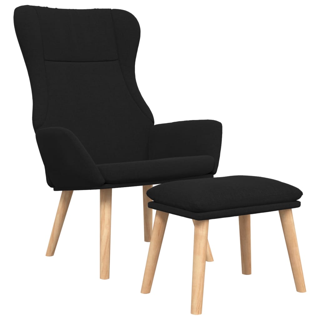 Relaxstoel met voetenbank stof zwart