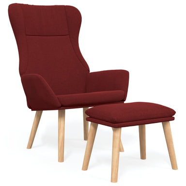 Relaxstoel met voetenbank stof wijnrood