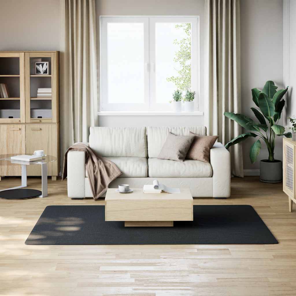 Vloerkleed wasbaar korte pool anti-slip 160x230 cm zwart