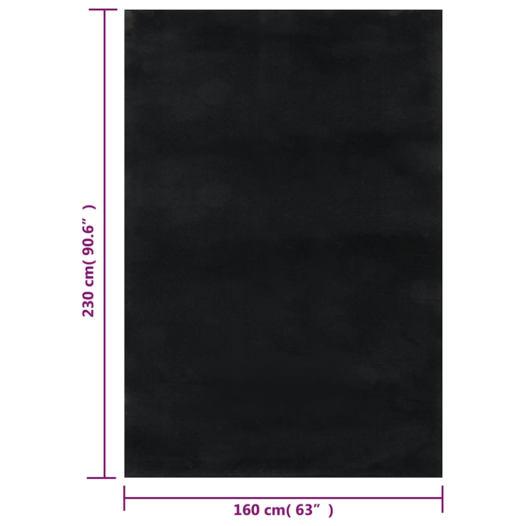 Vloerkleed wasbaar korte pool anti-slip 160x230 cm zwart