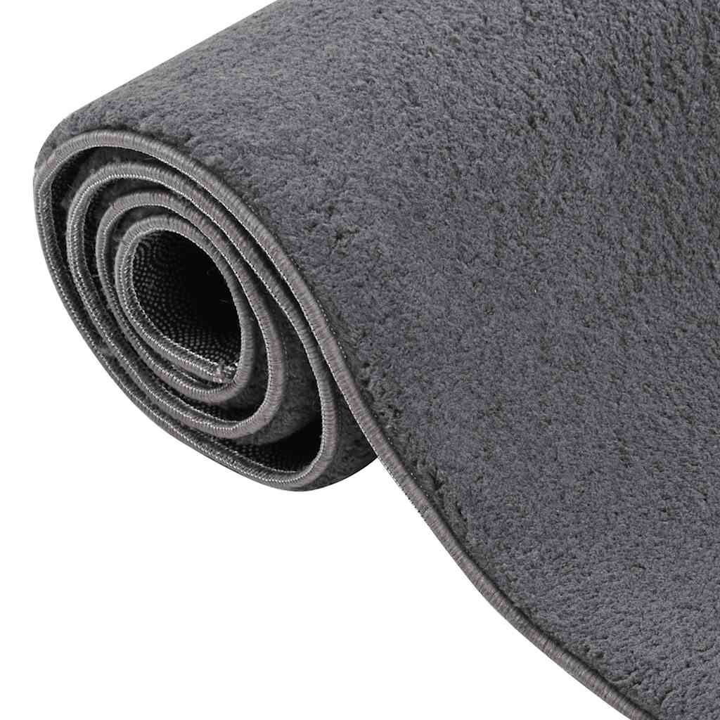 Vloerkleed wasbaar korte pool anti-slip 160x230 cm antraciet