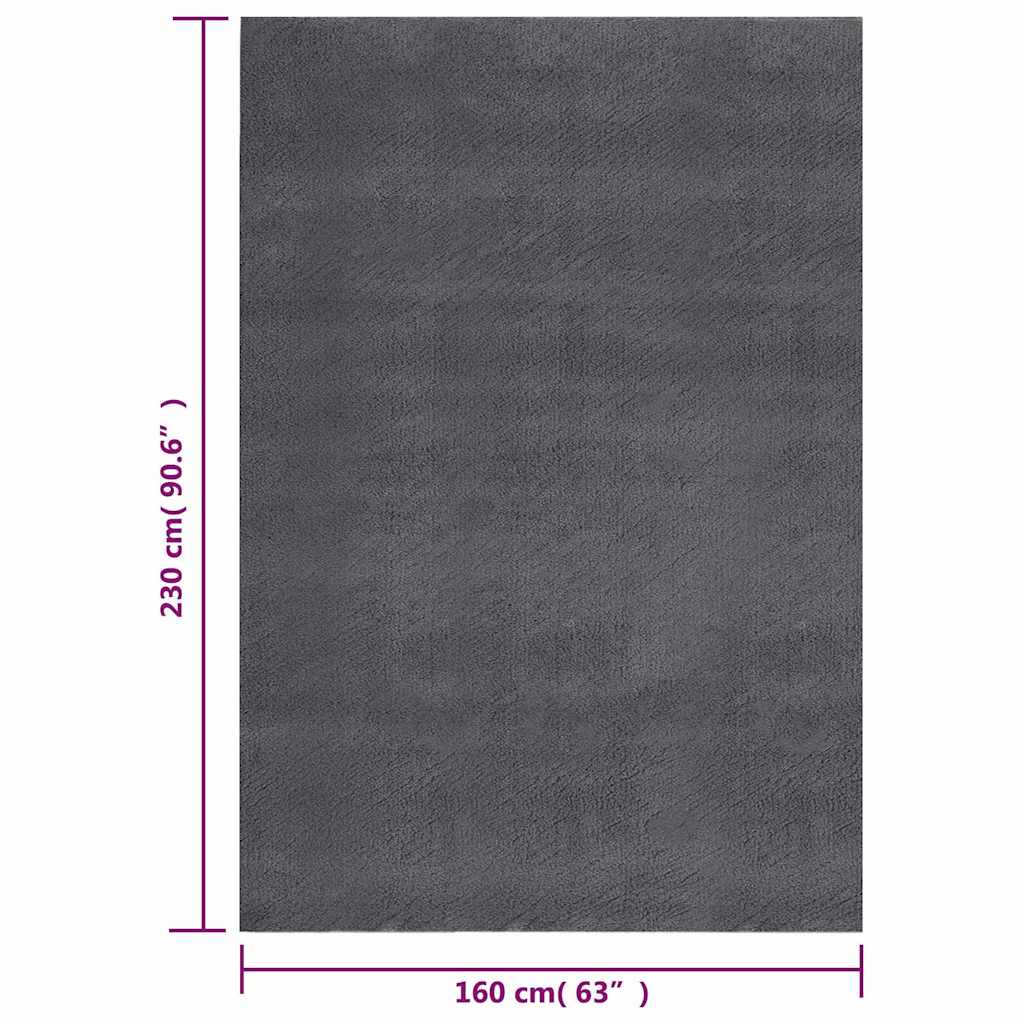 Vloerkleed wasbaar korte pool anti-slip 160x230 cm antraciet