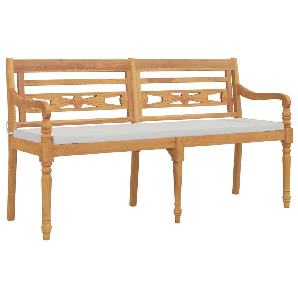 Bankje Batavia Met Kussen 150 Cm Massief Teakhout Wit