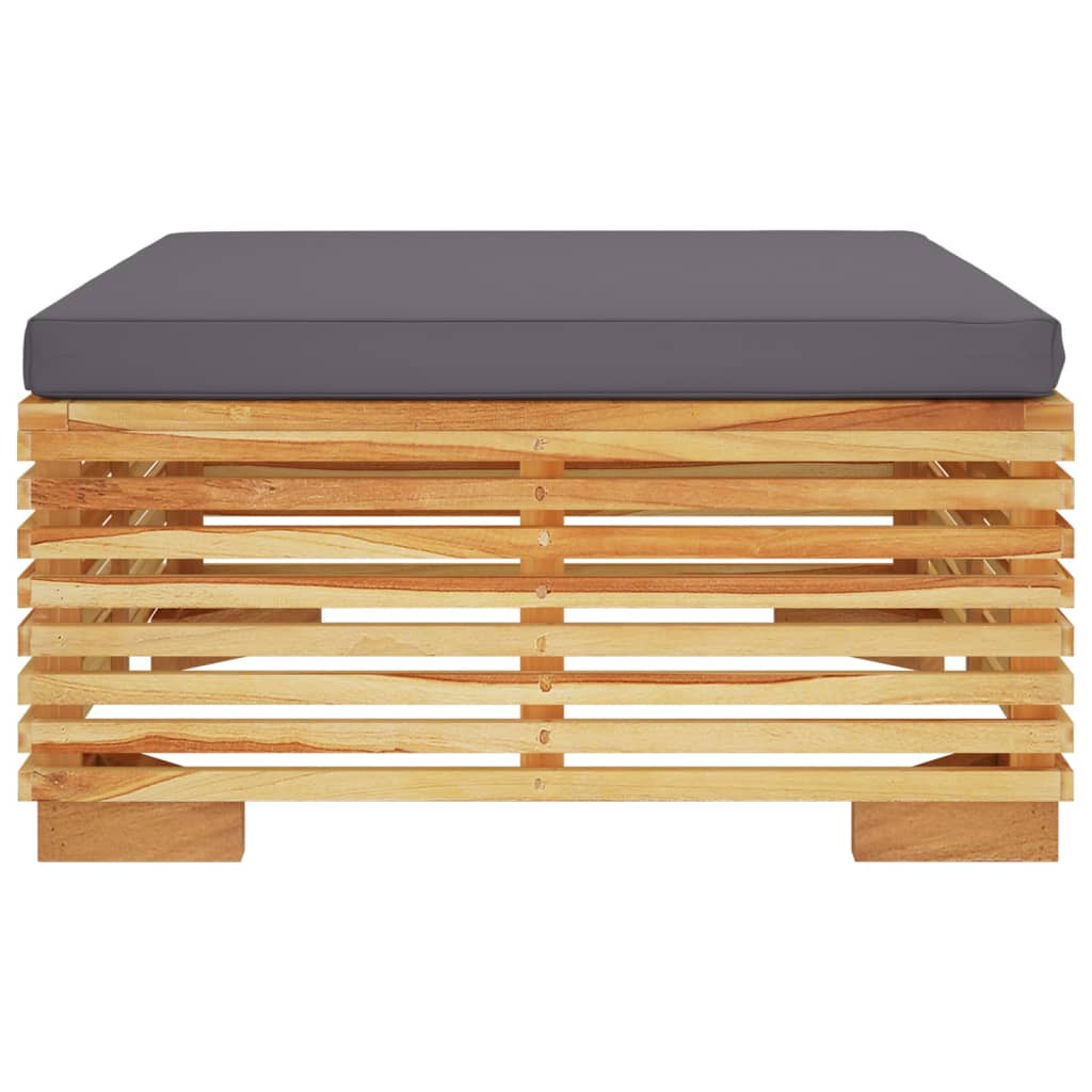 Tuinvoetenbank Met Donkergrijs Kussen Massief Teakhout 1 Voetensteun