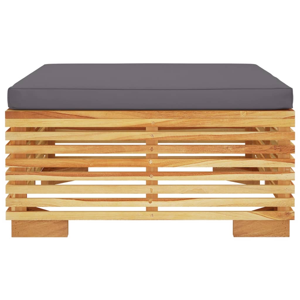 Tuinvoetenbank Met Donkergrijs Kussen Massief Teakhout 1 Voetensteun