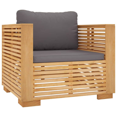 Tuinstoel Met Donkergrijze Kussens Massief Teakhout 1 Donkergrijs Fauteuil
