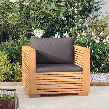 Tuinstoel Met Donkergrijze Kussens Massief Teakhout 1 Donkergrijs Fauteuil