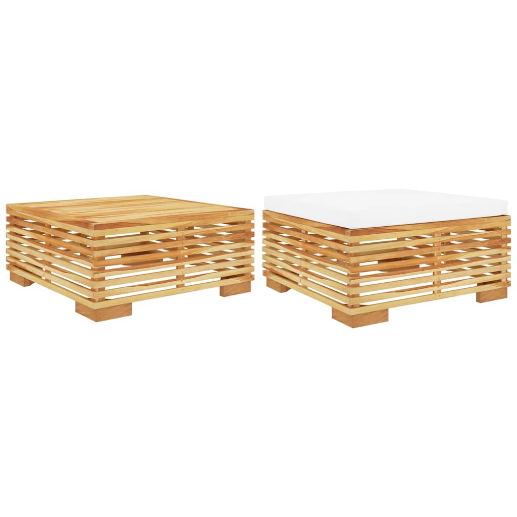2-Delige Loungeset Massief Teakhout 1 crème voetensteun + Tafel