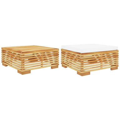 2-Delige Loungeset Massief Teakhout 1 crème voetensteun + Tafel