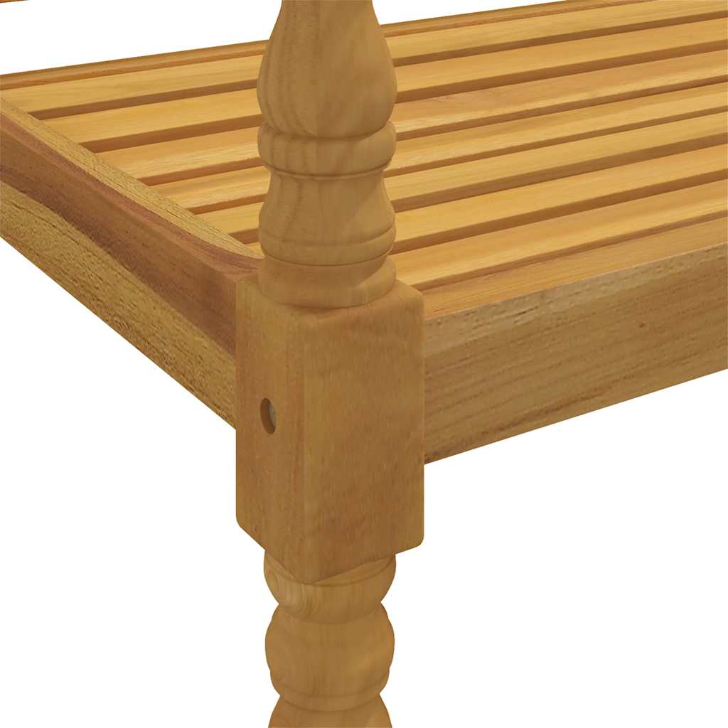 Bankje Batavia met wijnrood kussen 150 cm massief teakhout