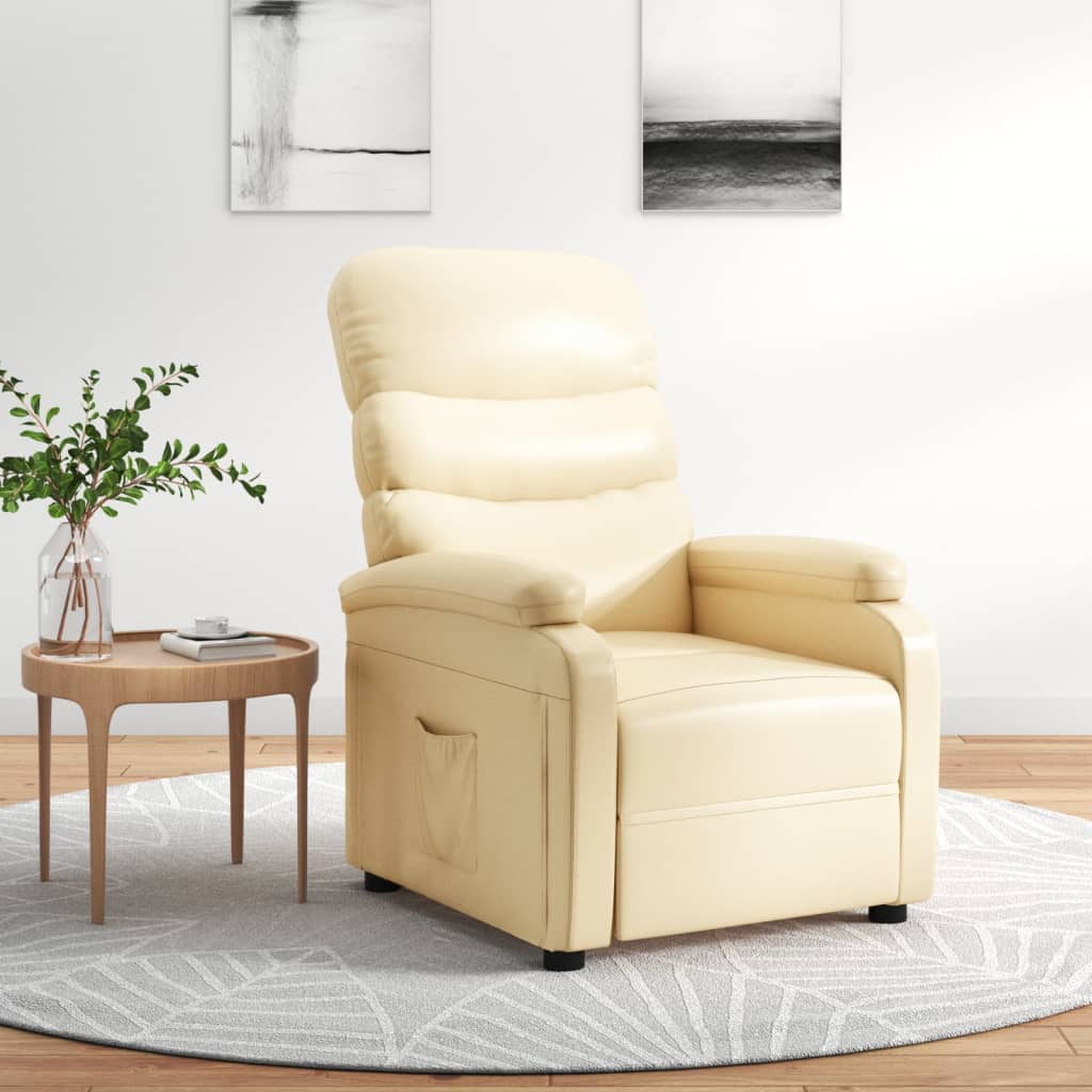 Fauteuil verstelbaar kunstleer crèmekleurig