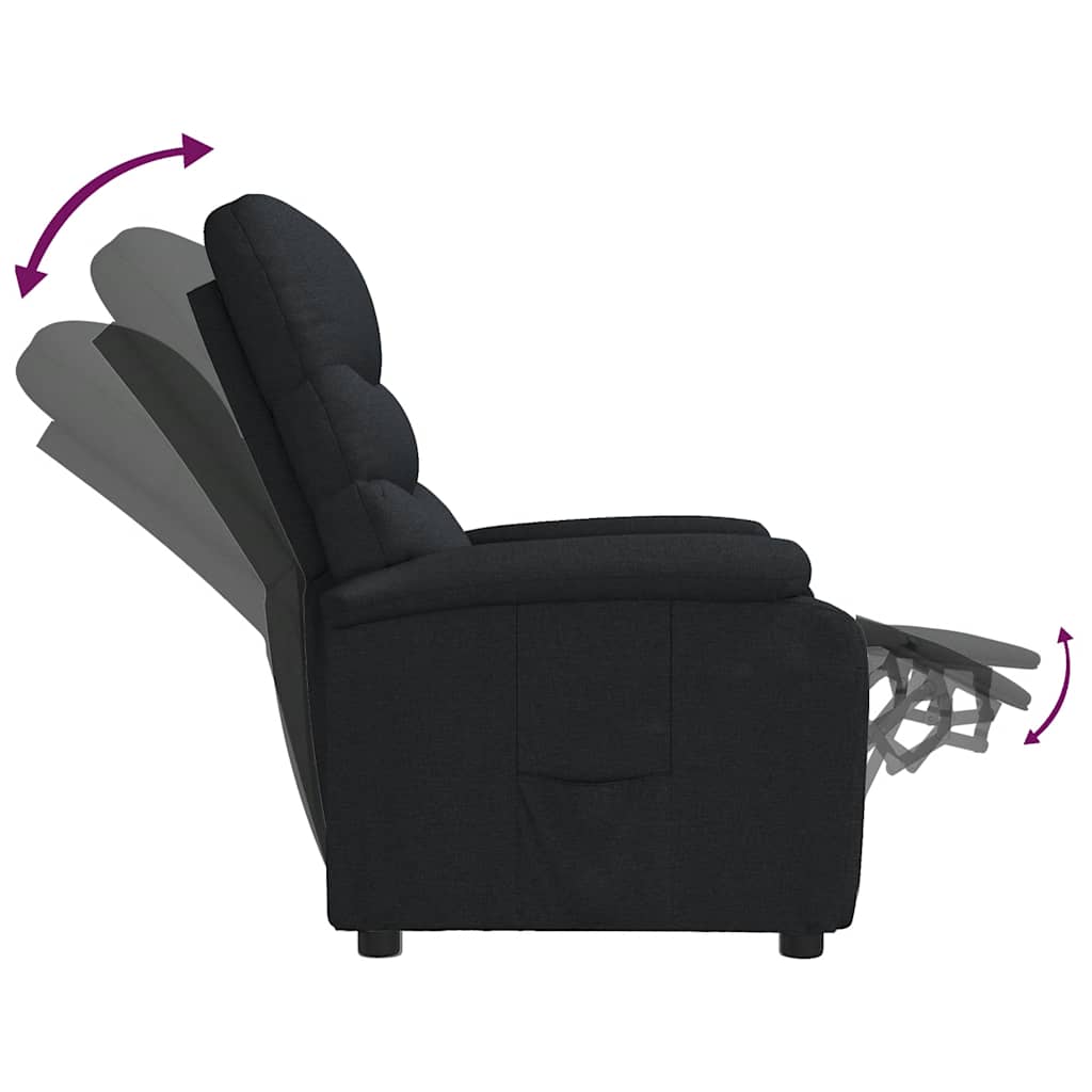 Fauteuil verstelbaar stof zwart