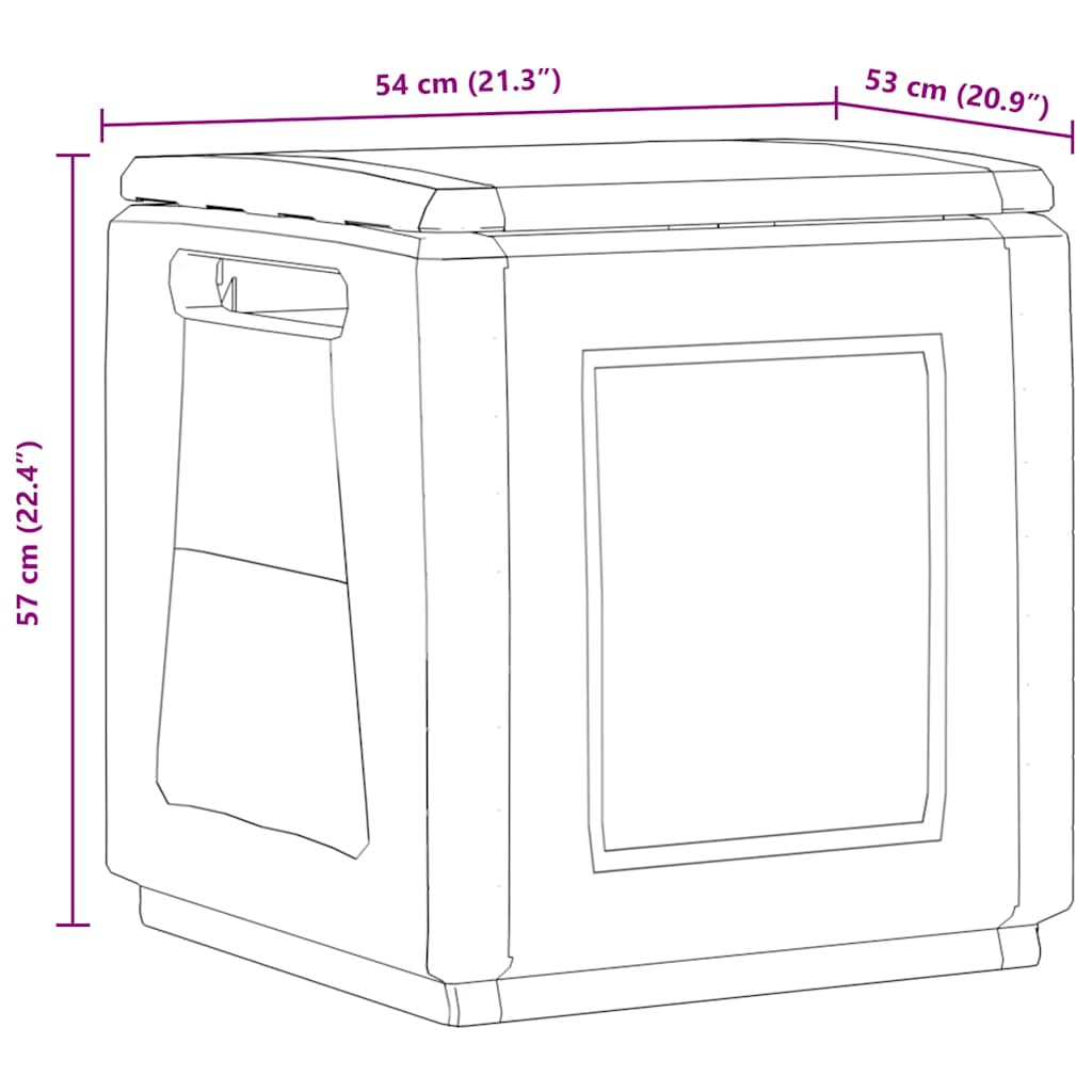 Tuinbox 130 L 54x53x57 cm donkergrijs en zwart