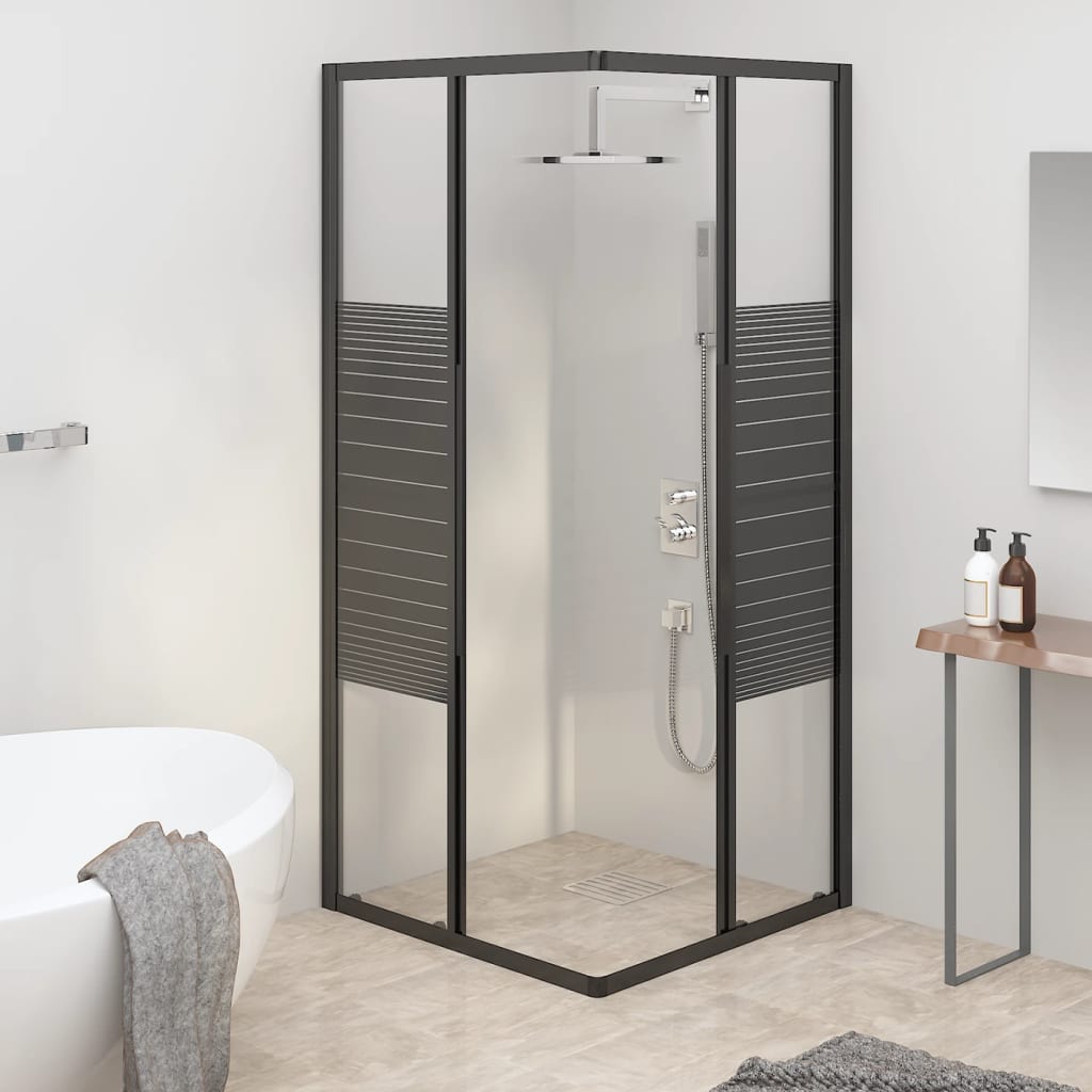Douchecabine strepen 80x80x180 cm ESG zwart