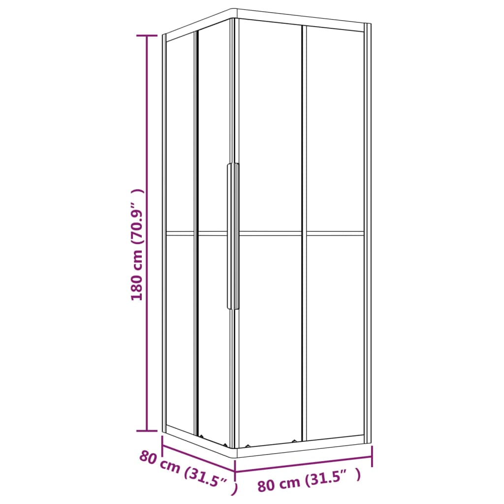 Douchecabine strepen 80x80x180 cm ESG zwart