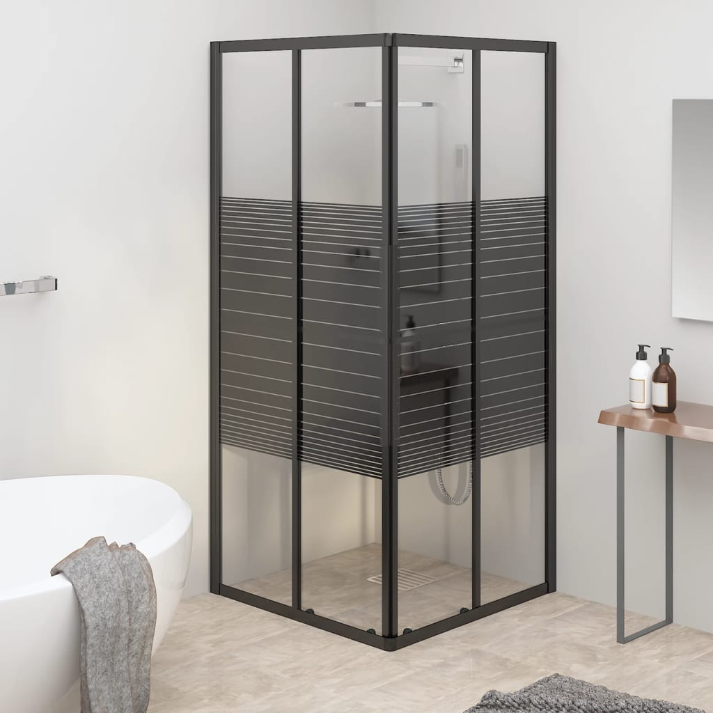 Douchecabine strepen 80x80x180 cm ESG zwart