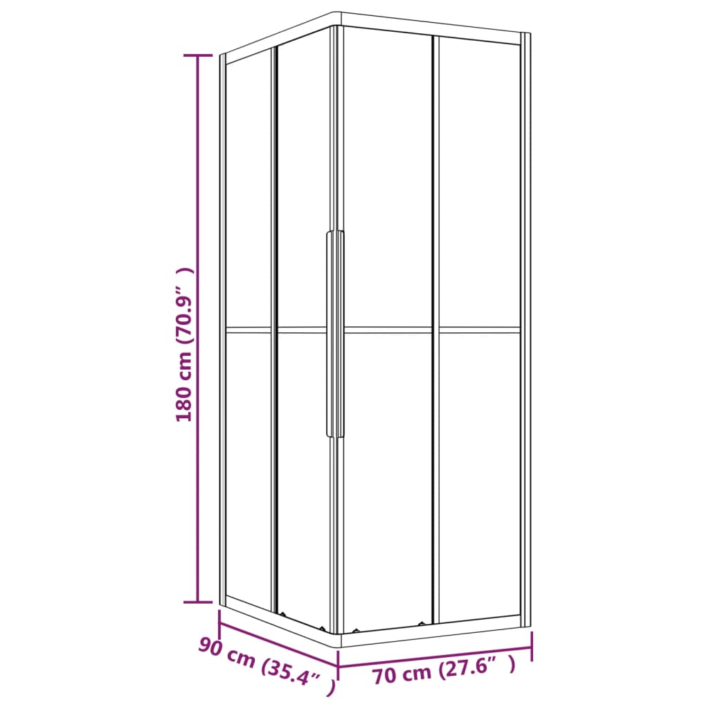 Douchecabine strepen 90x70x180 cm ESG zwart