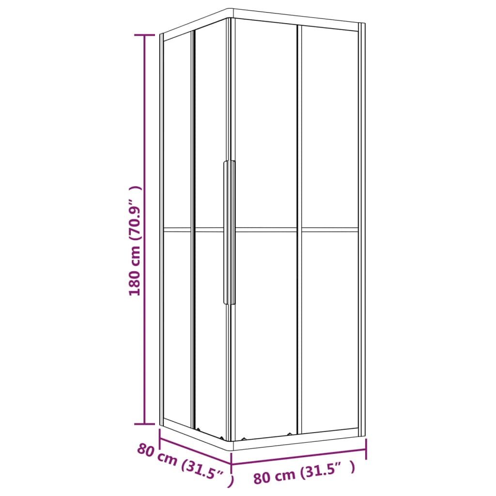 Douchecabine 80x80x180 cm halfmat ESG zwart