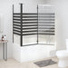Badwand gestreept 120x68x130 cm gehard glas