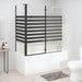 Badwand gestreept 120x68x130 cm gehard glas