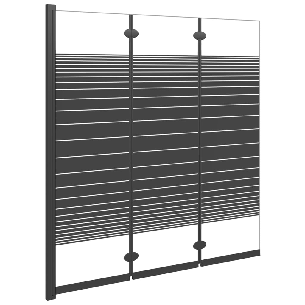 Douchewand inklapbaar 3 panelen 130x130 cm ESG zwart