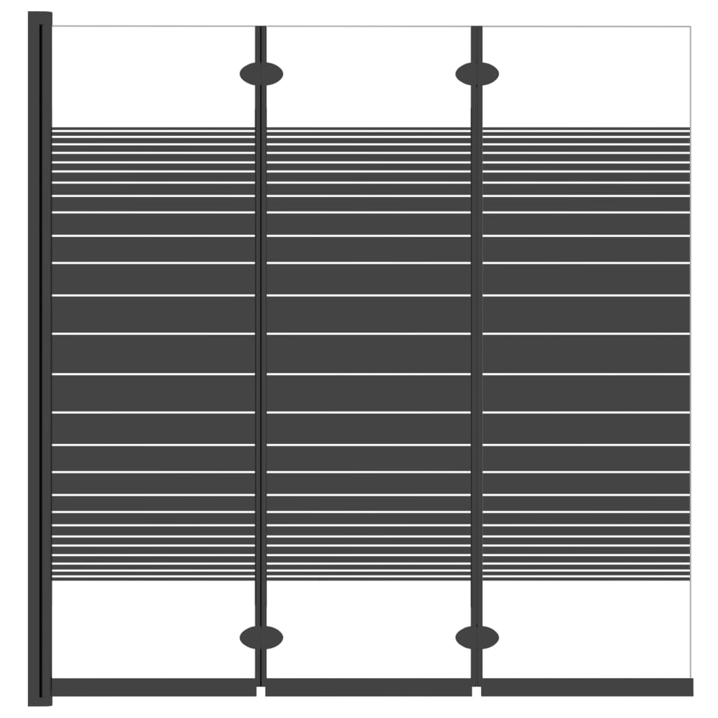 Douchewand inklapbaar 3 panelen 130x130 cm ESG zwart
