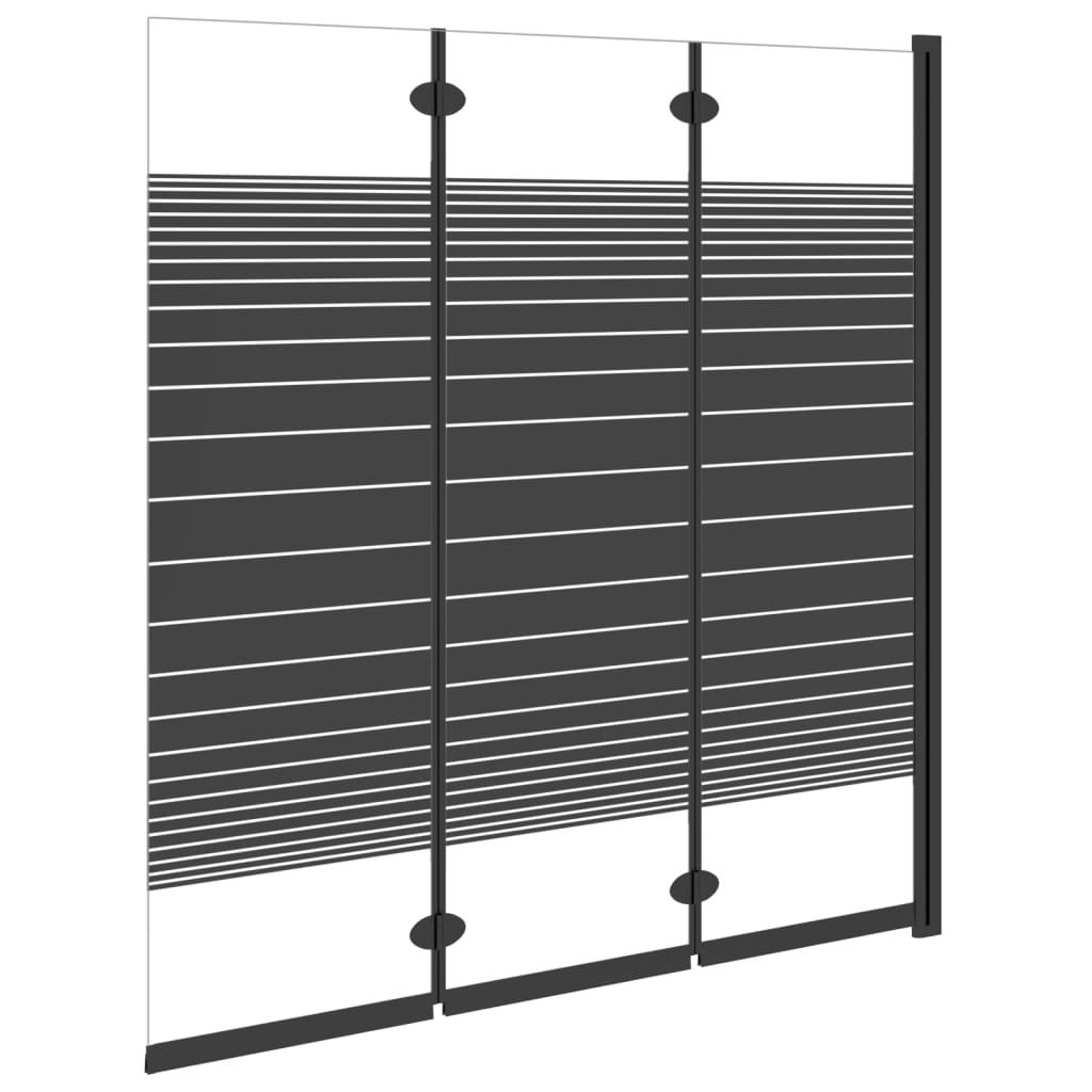 Douchewand inklapbaar 3 panelen 130x130 cm ESG zwart