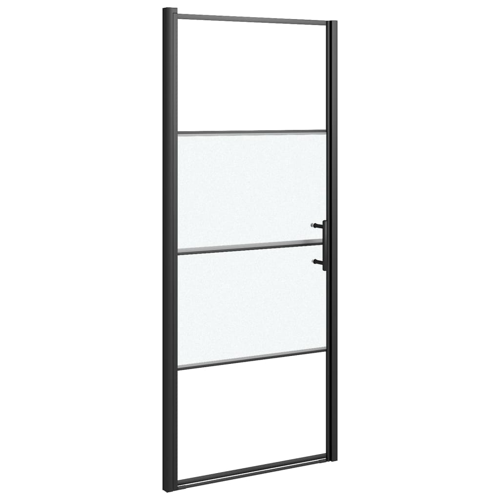 Douchedeur halfmat 81x195 cm gehard glas zwart