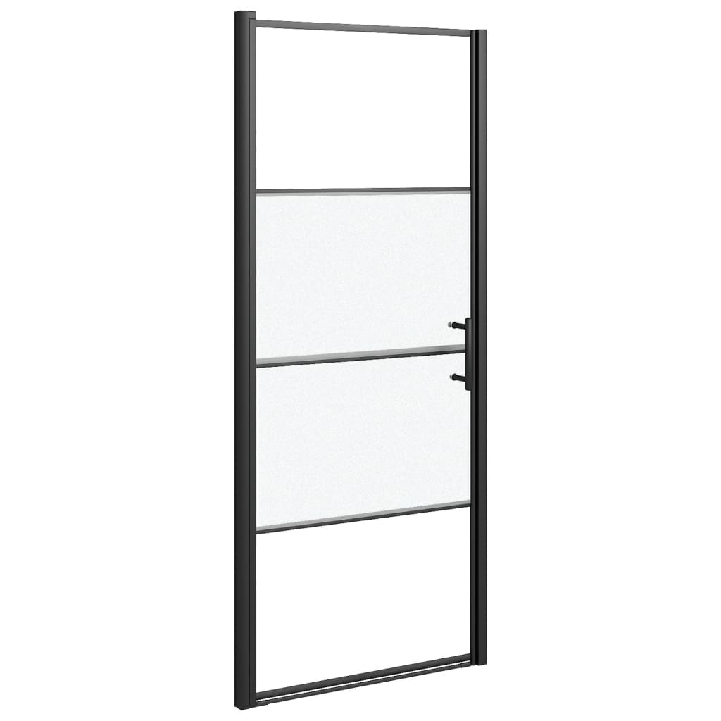 Douchedeur halfmat 91x195 cm gehard glas zwart