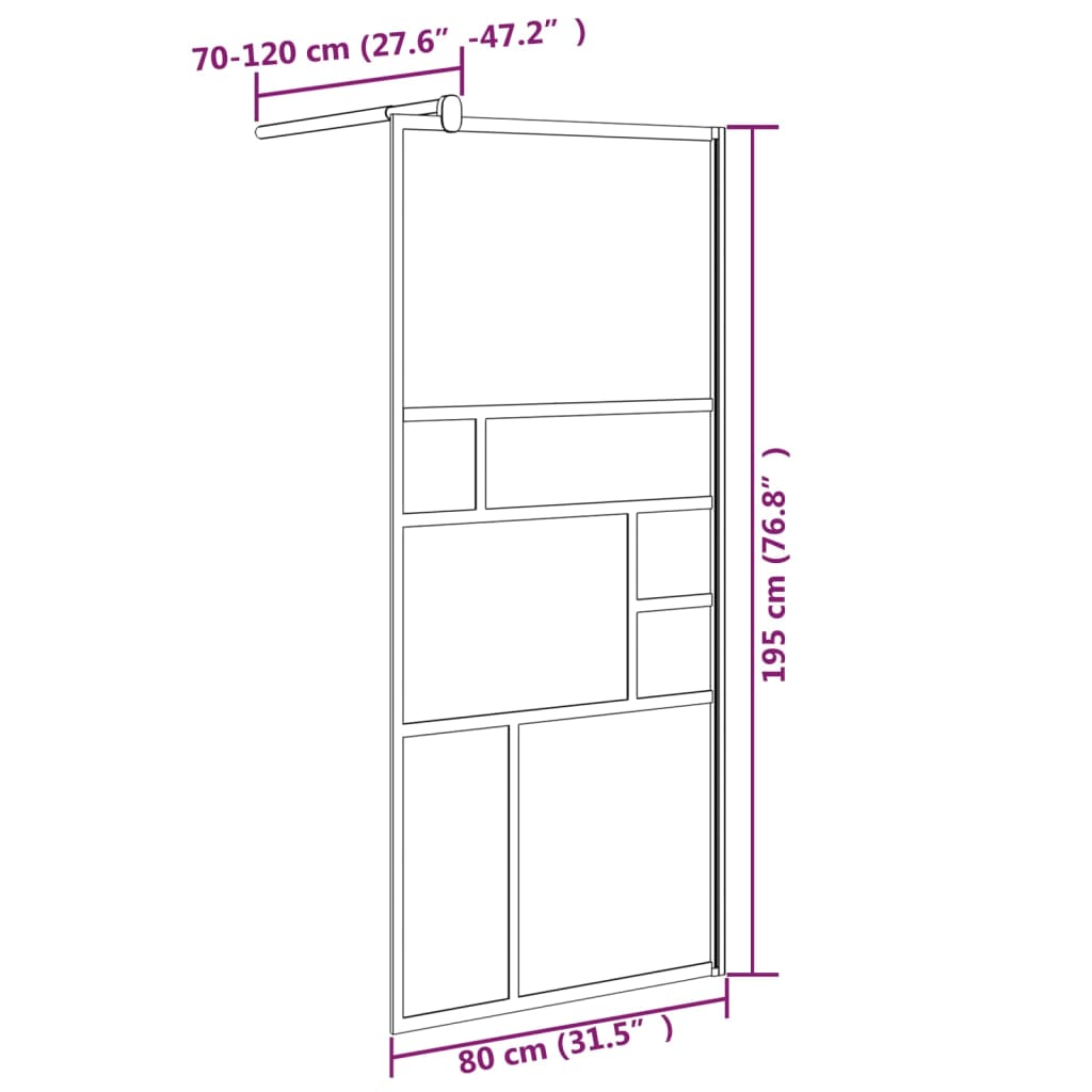 Inloopdouchewand 80x195 cm ESG-glas wit
