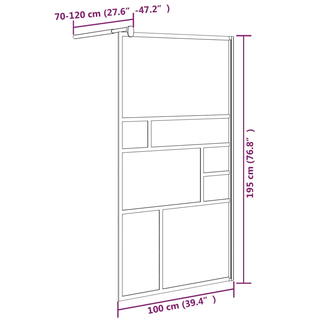 Inloopdouchewand 100x195 cm ESG-glas wit