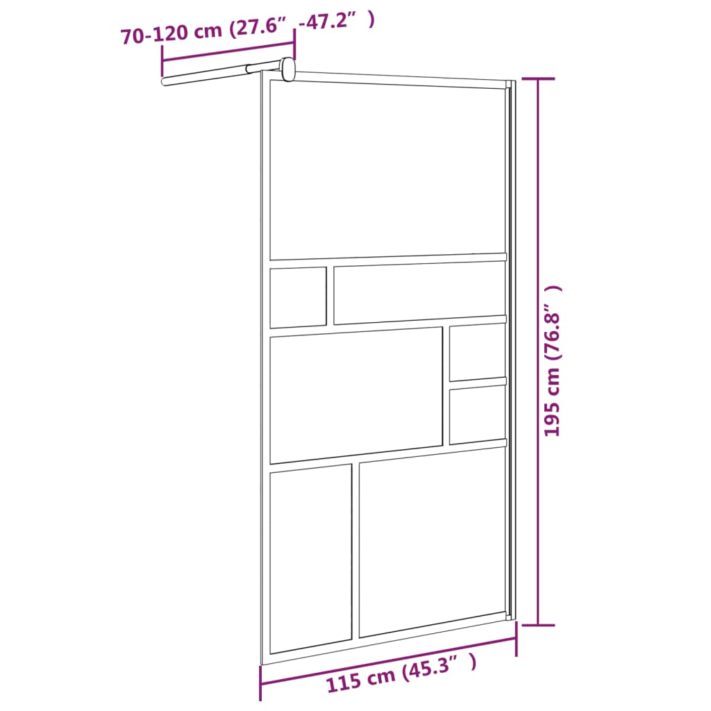 Inloopdouchewand 115x195 cm ESG-glas wit
