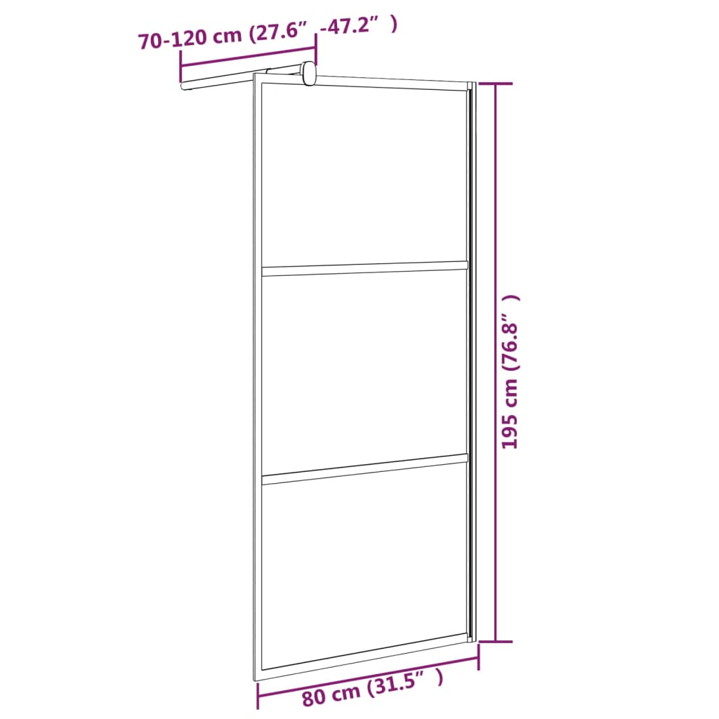 Inloopdouchewand 80x195 cm mat ESG-glas zwart
