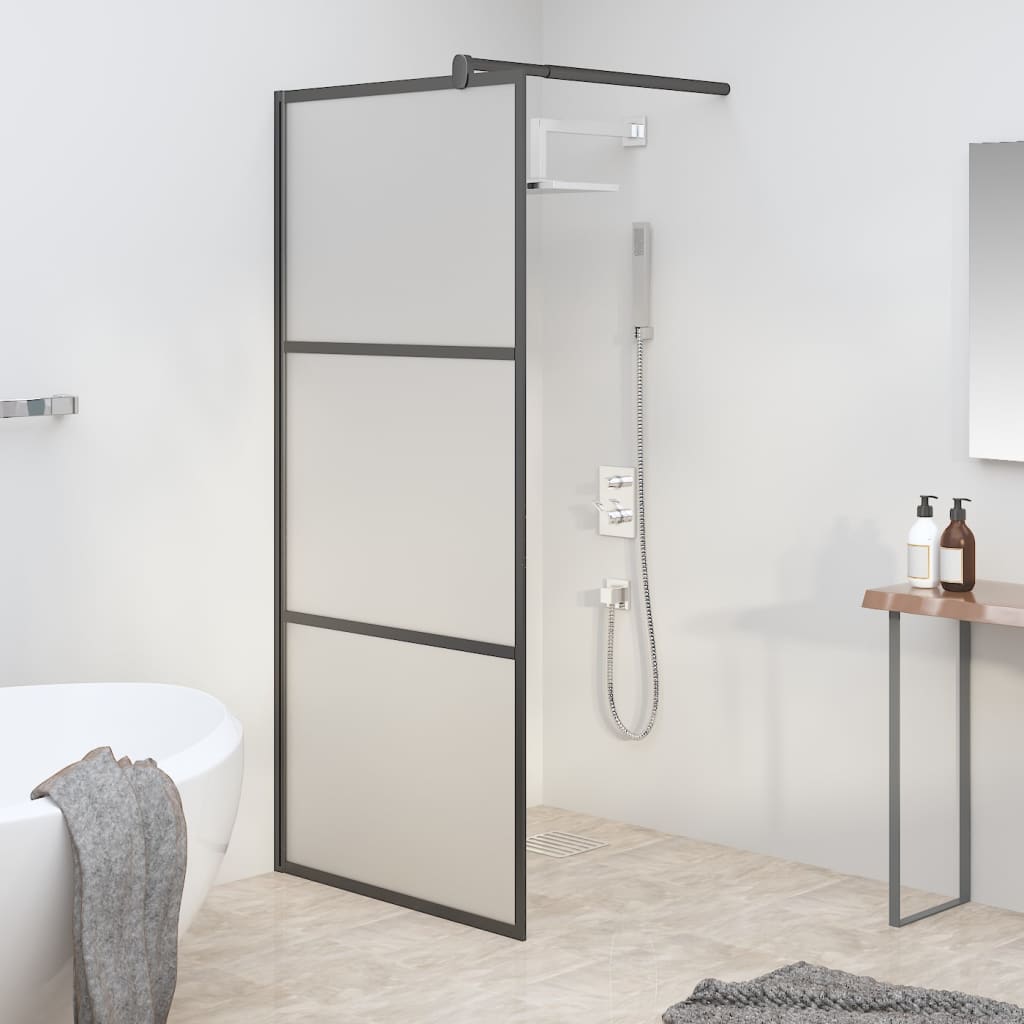Inloopdouchewand 80x195 cm mat ESG-glas zwart