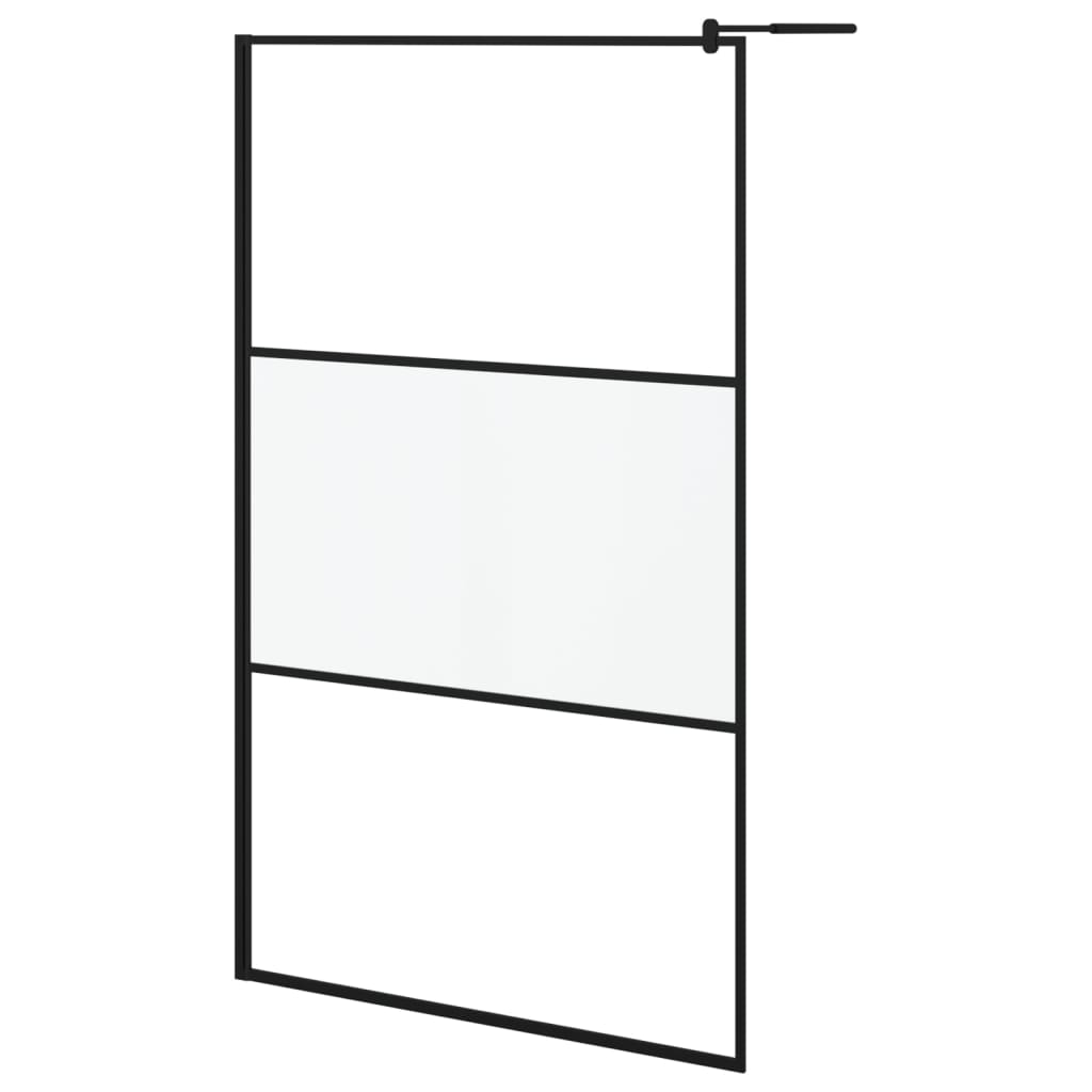 Inloopdouchewand 115x195 cm mat ESG-glas zwart