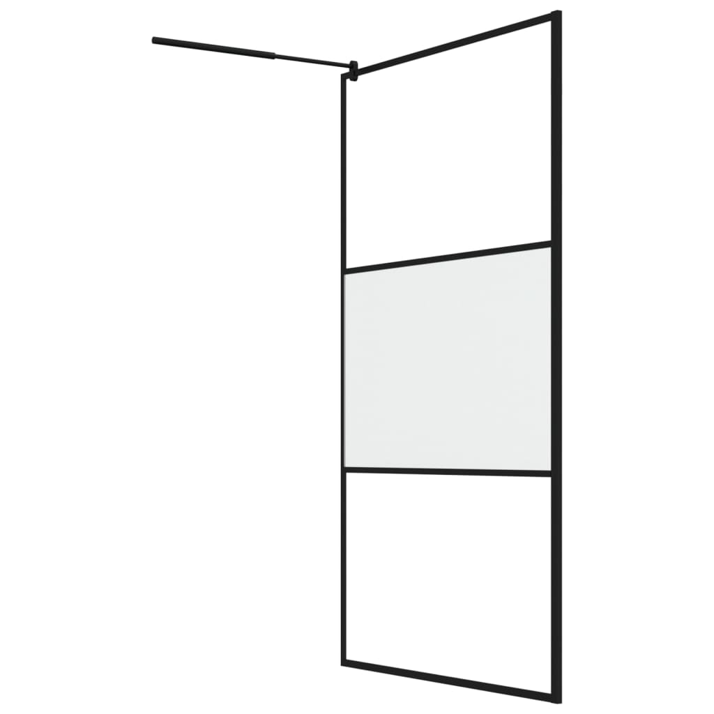 Inloopdouchewand 115x195 cm mat ESG-glas zwart