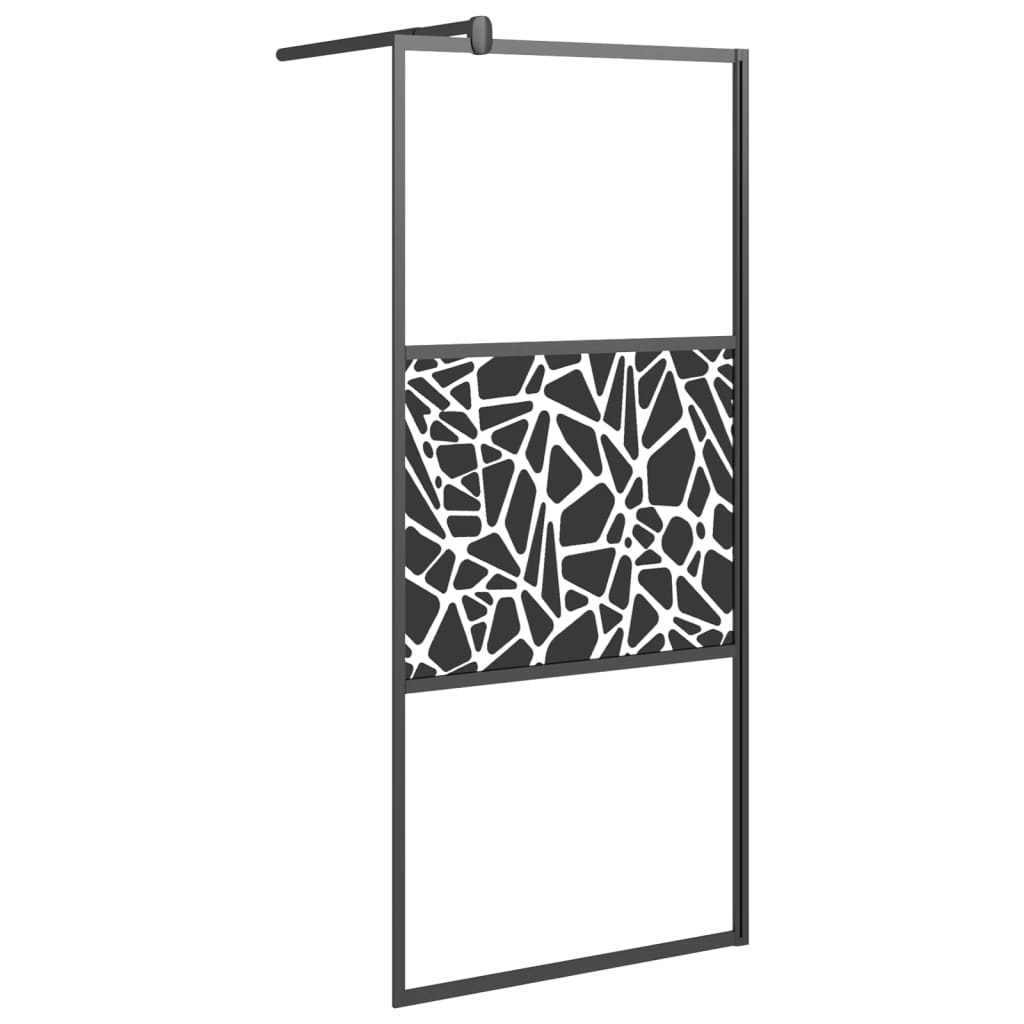 Inloopdouchewand met stenenmotief 80x195 cm ESG-glas zwart