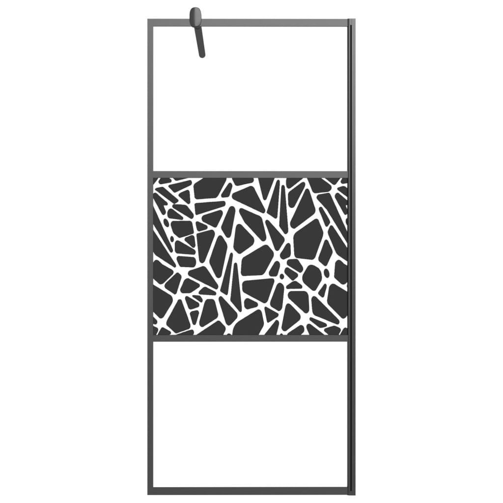 Inloopdouchewand met stenenmotief 80x195 cm ESG-glas zwart