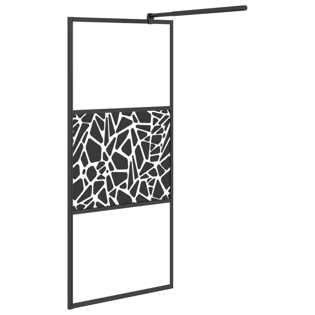 Inloopdouchewand met stenenmotief 80x195 cm ESG-glas zwart