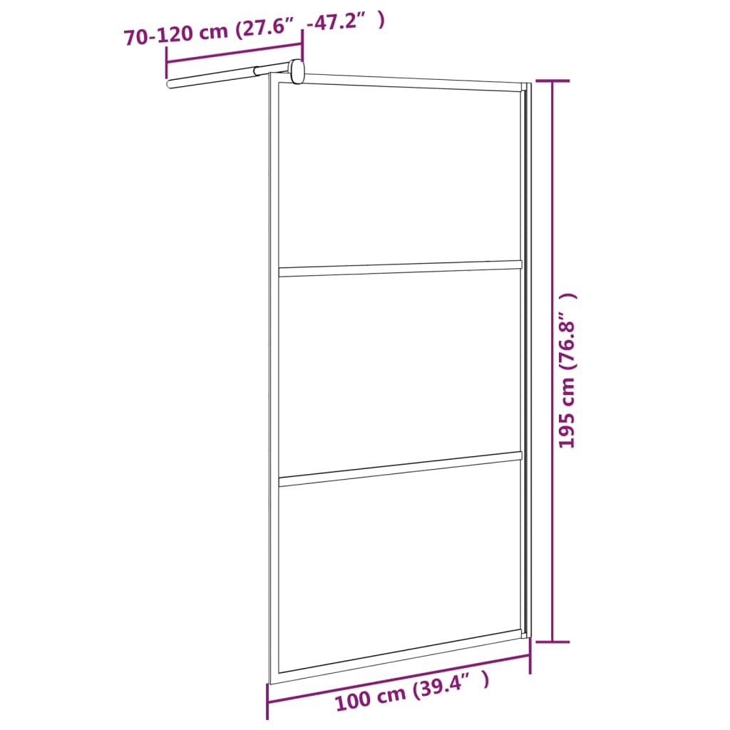 Inloopdouchewand met stenenmotief 100x195 cm ESG-glas zwart