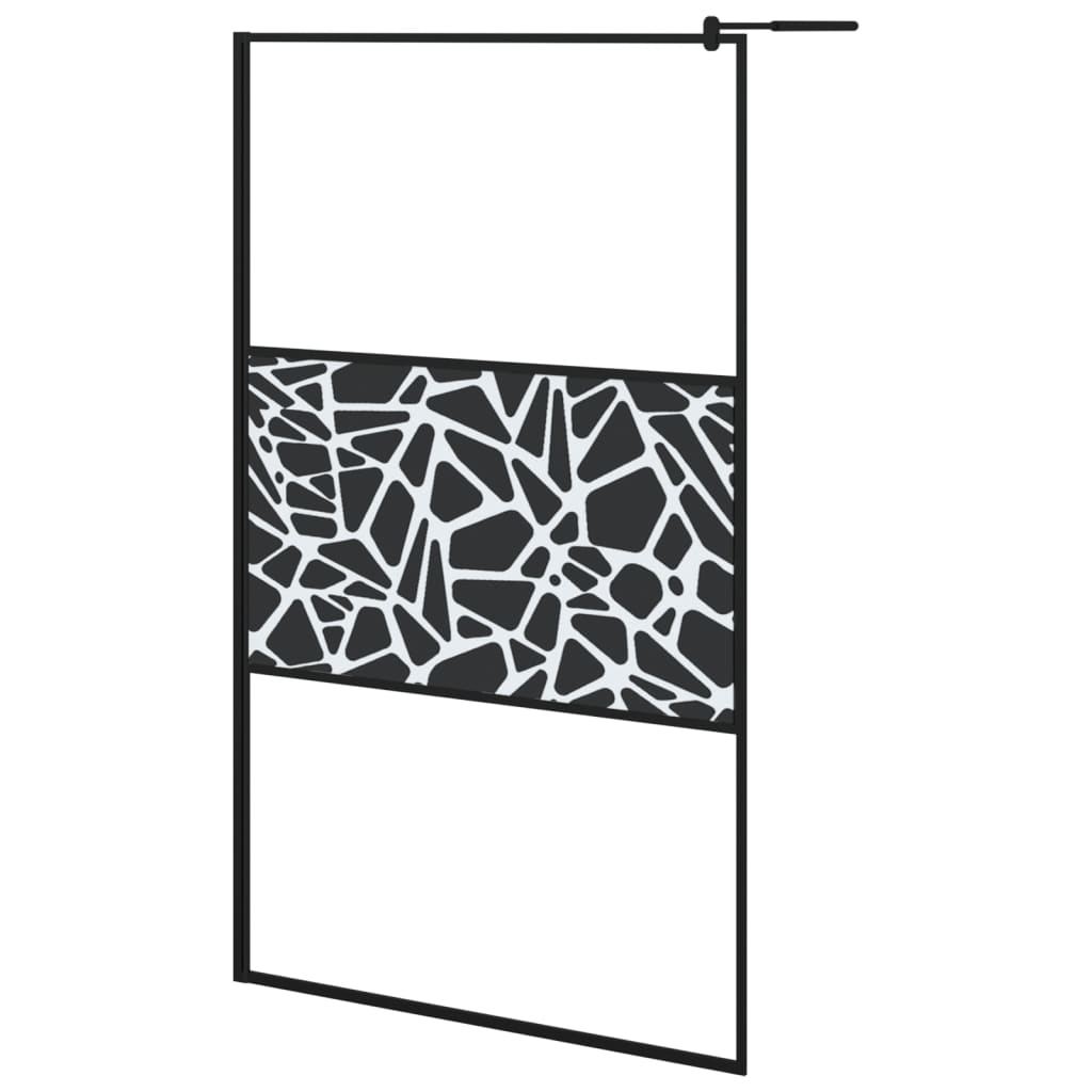 Inloopdouchewand met stenenmotief 115x195 cm ESG-glas zwart